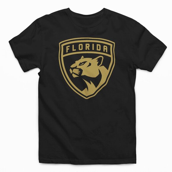 Other - NEW Florida Panthers Monochrome Gold Pop Shield Big Logo T-Shirt BLACK